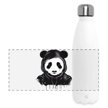witziger Panda Bär Kopf mit Hoodie Kapuze - Panorama Isolierflasche 500 ml - Weiß - Vorne