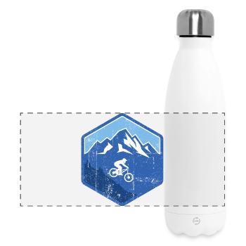 Alpiner Mountainbike-Fahrer - Panorama Isolierflasche 500 ml - Weiß - Vorne