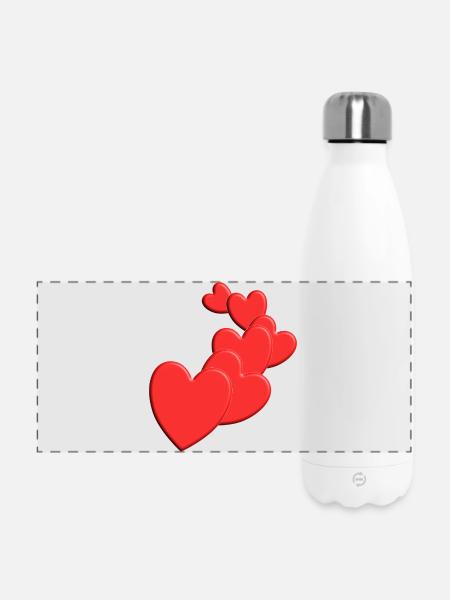 Herzige Herzchen Liebe Design - Panorama Isolierflasche 500 ml - Weiß
