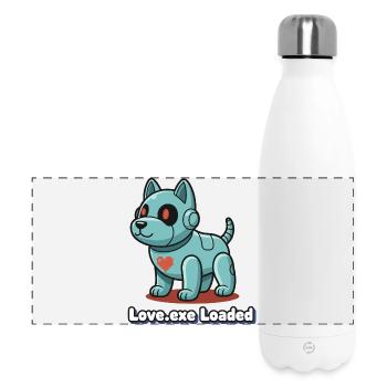 Love.exe Hund Pixel Robo - Panorama Isolierflasche 500 ml - Weiß - Vorne