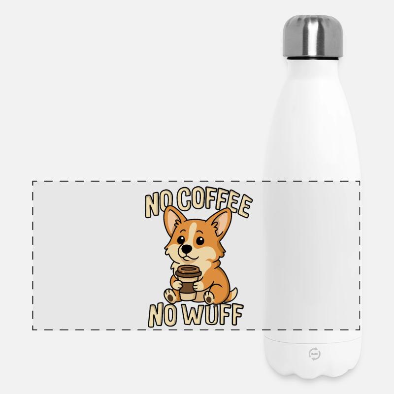 Kaffee Corgi – No Coffee No Wuff - Panoramic Thermal Bottle 500 ml - white