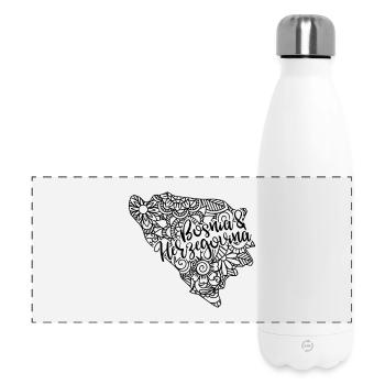 Bosnia & Herzegovina Map Mandala Sarajevo - Panoramic Thermal Bottle 500 ml - white - Front