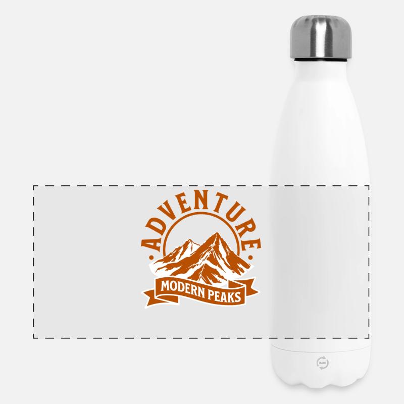 Modern Mountain Adventure Peaks - Panoramic Thermal Bottle 500 ml - white