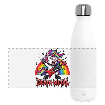 Death Metal Unicorn – Rocker Rainbow Design - Panoramic Thermal Bottle 500 ml - white - Front
