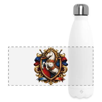Blason du cheval dans un cadre doré - Gourde isotherme panoramique 500 ml - blanc - Devant