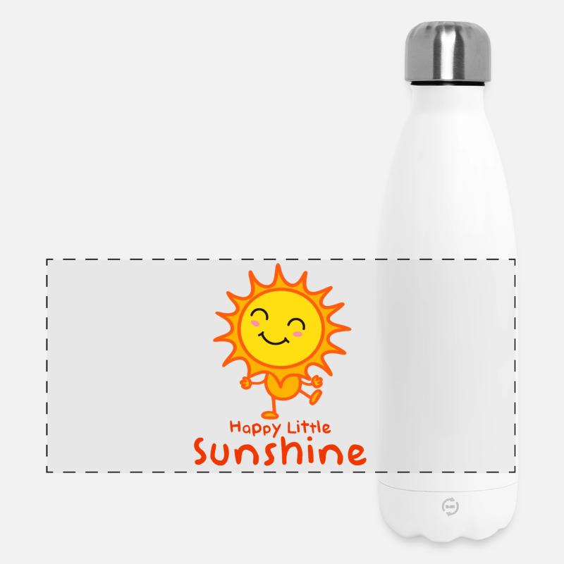 Fröhlicher Sonnenstrahl Kinderdesign - Panorama Isolierflasche 500 ml - Weiß