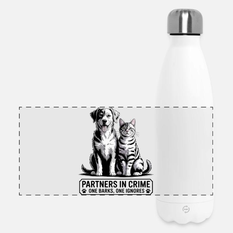 Dog and Cat Duo - Panoramic Thermal Bottle 500 ml - white