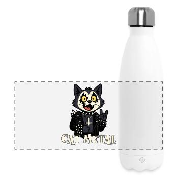 Gothic cat metal design - Panoramic Thermal Bottle 500 ml - white - Front