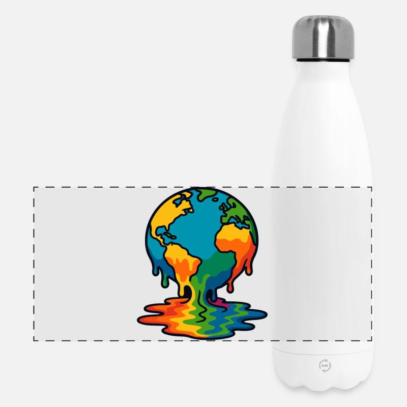 Globe de fusion de la terre arc-en-ciel - Gourde isotherme panoramique 500 ml - blanc