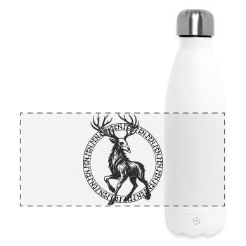 Deer in a Circle Rune Frame - Panoramic Thermal Bottle 500 ml - white - Front