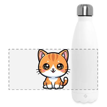 Chat Tigré Orange - Gourde isotherme panoramique 500 ml - blanc - Devant