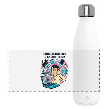 Prokrastination: Die Kunst der Remote-Arbeit und des Rushes - Panorama Isolierflasche 500 ml - Weiß - Vorne