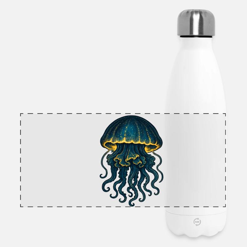 Glowing Deep Sea Jellyfish Galaxy - Panoramic Thermal Bottle 500 ml - white