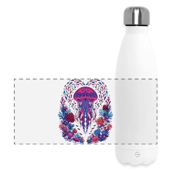 Retro Quallen-Ästhetischer Ozean - Panorama Isolierflasche 500 ml - Weiß - Vorne