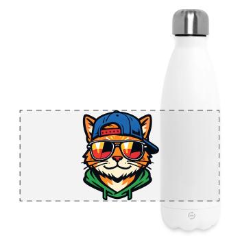 Chat avec des lunettes de soleil - Gourde isotherme panoramique 500 ml - blanc - Devant