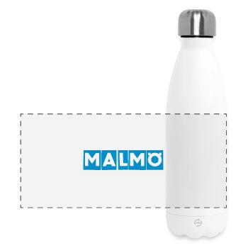 Malmö – Blue Text Design - Panoramic Thermal Bottle 500 ml - white - Front