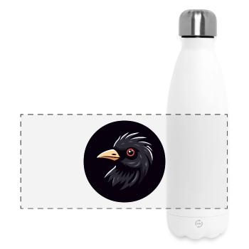 Dessin animé merle oiseau noir avec œil rouge - Gourde isotherme panoramique 500 ml - blanc - Devant