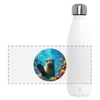 Robe waving underwater with diving goggles - Panoramic Thermal Bottle 500 ml - white - Front
