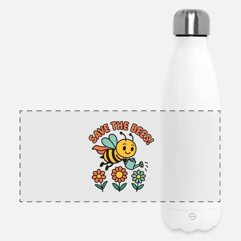 Superhero Bee: Save the Bees! - Panoramic Thermal Bottle 500 ml - white