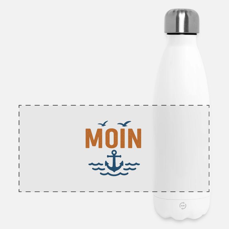 Maritime Moin Design with Anchor and Birds - Panoramic Thermal Bottle 500 ml - white