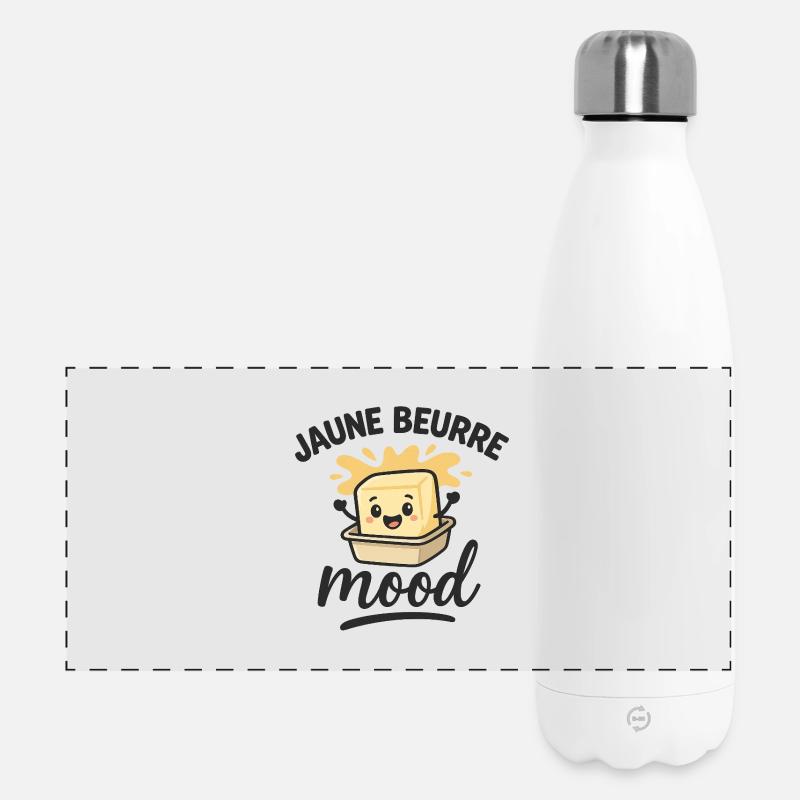 YELLOW BUTTER MOOD - Panoramic Thermal Bottle 500 ml - white