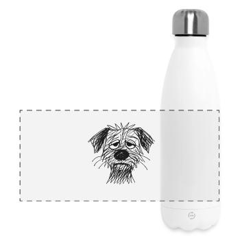 Sketch Dog Portrait Exhausted - Panoramic Thermal Bottle 500 ml - white - Front