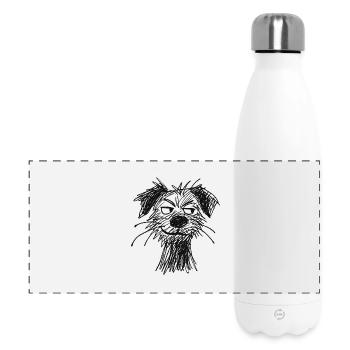 Sketch Dog Portrait Mischievous - Panoramic Thermal Bottle 500 ml - white - Front