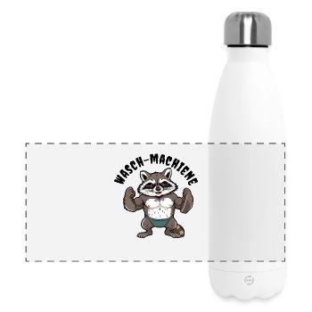 Waschbär Kraft – Muskel-Raccoon Motiv - Panorama Isolierflasche 500 ml - Weiß - Vorne