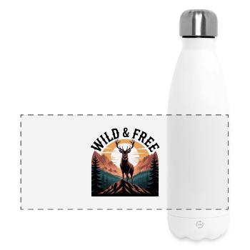 T-shirt Cerf Sauvage et Libre | Randonnée en plein air : nature - Gourde isotherme panoramique 500 ml - blanc - Devant