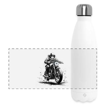 Jugendlicher auf modernem Café Racer - Panorama Isolierflasche 500 ml - Weiß - Vorne