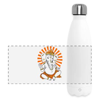 budda elephant Ganesha Yoga om God Namaste India - Panoramic Thermal Bottle 500 ml - white - Front