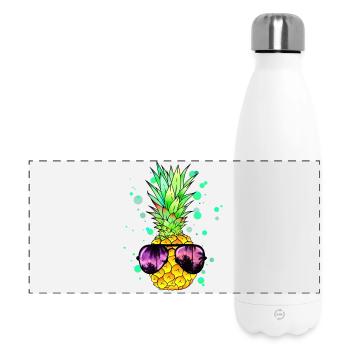 Ananas mit cooler Beach Sonnenbrille - Panorama Isolierflasche 500 ml - Weiß - Vorne