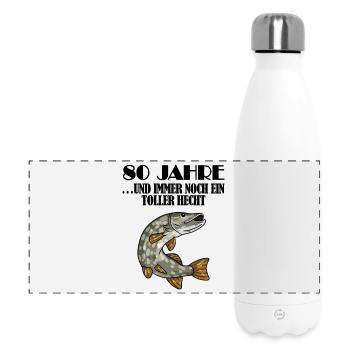 80. Geburtstag Angler Lustiger Spruch - 80 Jahre - Panorama Isolierflasche 500 ml - Weiß - Vorne