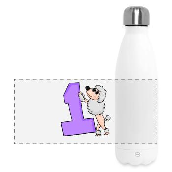 1 Jahr alt - Einschulung - Pudel Motiv - Gewinner - Panorama Isolierflasche 500 ml - Weiß - Vorne