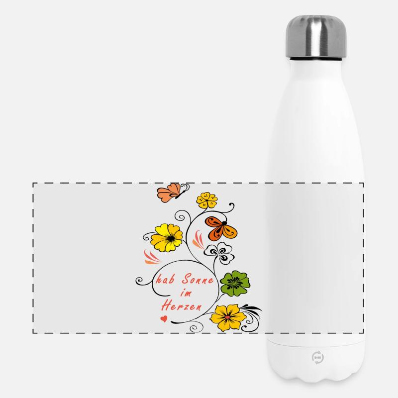 hab Sonne im Herzen - Panorama Isolierflasche 500 ml - Weiß