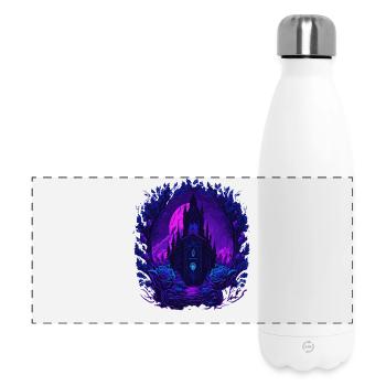 Neon Rosen Castle with Gothic architecture - Panoramic Thermal Bottle 500 ml - white - Front