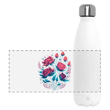 neon Rosen Vintage Rosenstrauß - Panorama Isolierflasche 500 ml - Weiß - Vorne