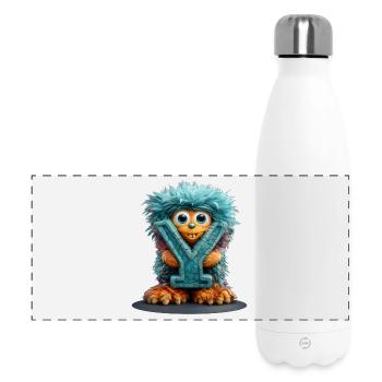 Monstre et avec lettre bleue - Gourde isotherme panoramique 500 ml - blanc - Devant