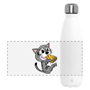 Pizza au chat - Gourde isotherme panoramique 500 ml - blanc - Devant