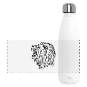 Lion rugissant - Noir - Gourde isotherme panoramique 500 ml - blanc - Devant