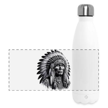 Amérindien Peau rouge d’Amérique - Gourde isotherme panoramique 500 ml - blanc - Devant