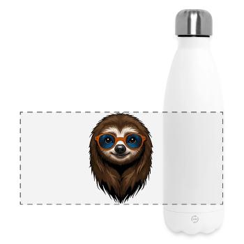 Sloth with sunglasses and shaggy look - Panoramic Thermal Bottle 500 ml - white - Front