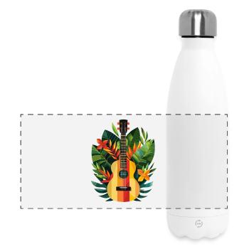 Ukulele Comic Look - Panorama Isolierflasche 500 ml - Weiß - Vorne