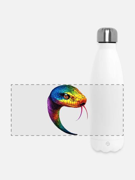 Schlange Python Kobra Mamba Klapperschlange Snake - Panorama Isolierflasche 500 ml - Weiß