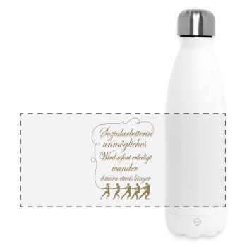 Sozialarbeiterin Unmögliches sofort erledigt - Panorama Isolierflasche 500 ml - Weiß - Vorne