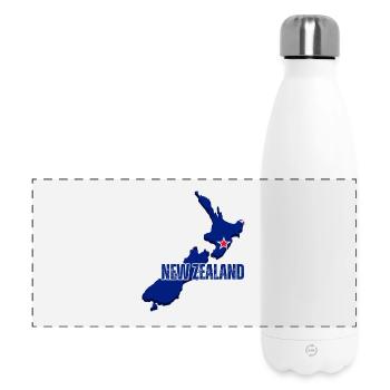 Drapeau de la Nouvelle-Zélande, carte de la Nouvelle-Zélande - Gourde isotherme panoramique 500 ml - blanc - Devant
