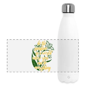 Blumen - Frühling - Be the sunshine - Spruch - Panorama Isolierflasche 500 ml - Weiß - Vorne