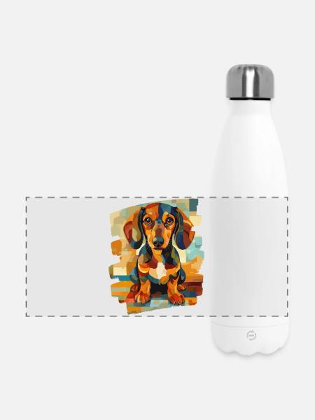 Dackel Dachshund - Panorama Isolierflasche 500 ml - Weiß