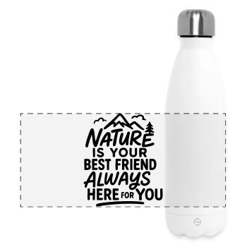 Die Natur ist Ihr bester Freund, immer für Sie da - Panorama Isolierflasche 500 ml - Weiß - Vorne