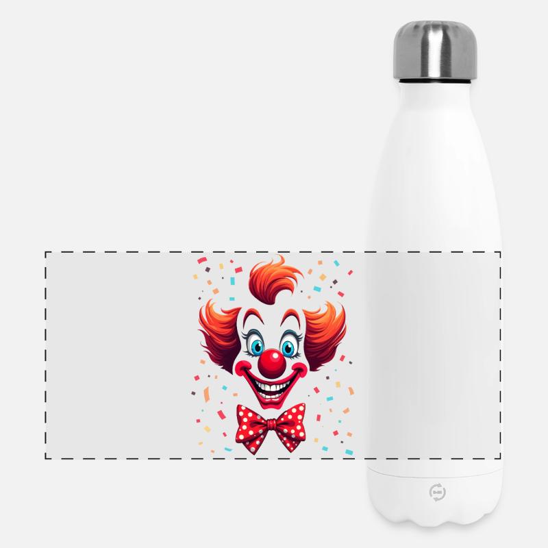 Frecher Clown mit Konfetti Design - Panorama Isolierflasche 500 ml - Weiß